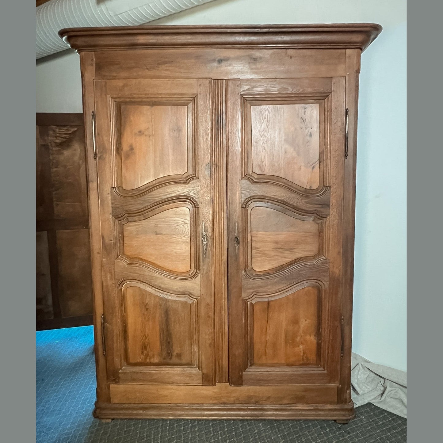 Antique French Provincial Solid Oak Armoire, Late 18th Century