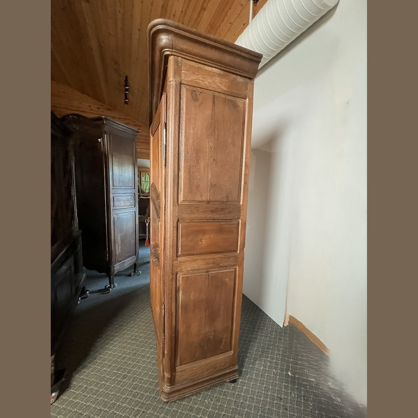 Antique French Provincial Solid Oak Armoire, Late 18th Century