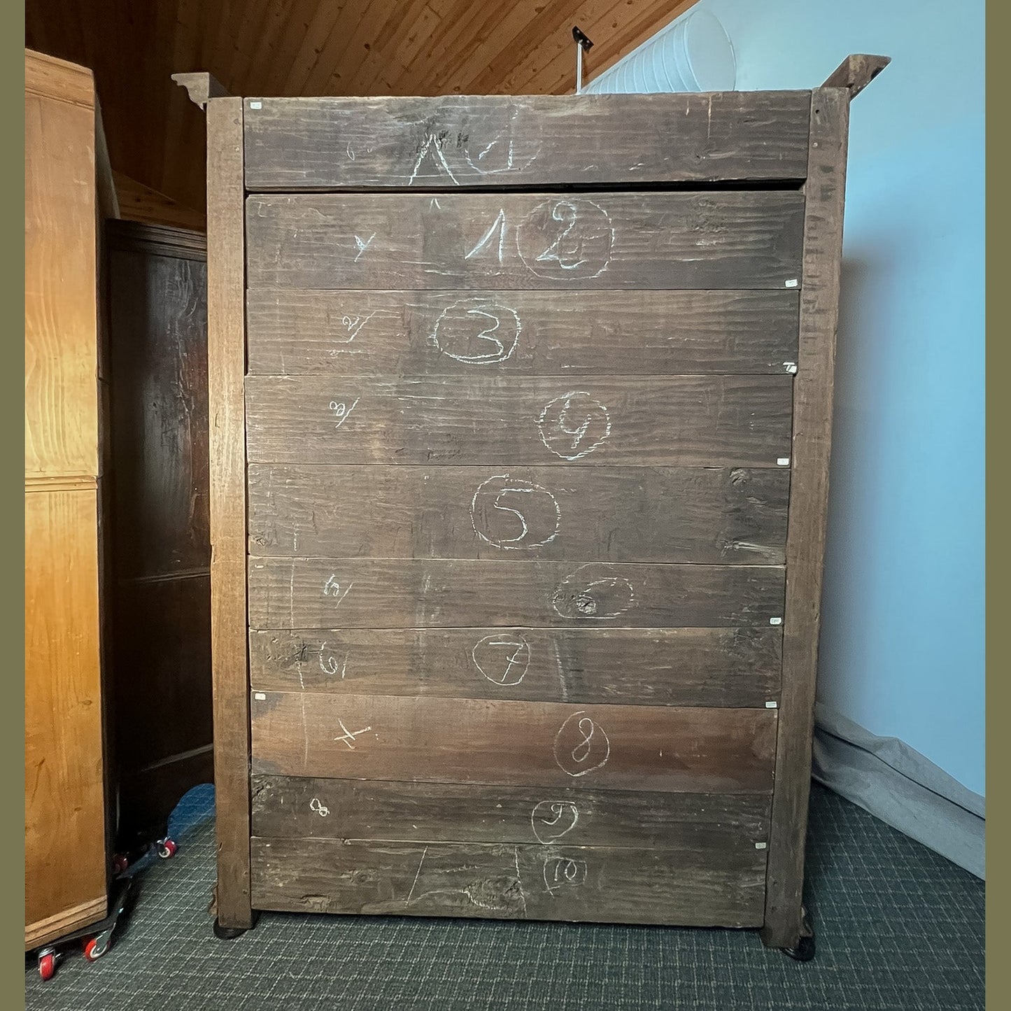 Antique French Provincial Solid Oak Armoire, Late 18th Century
