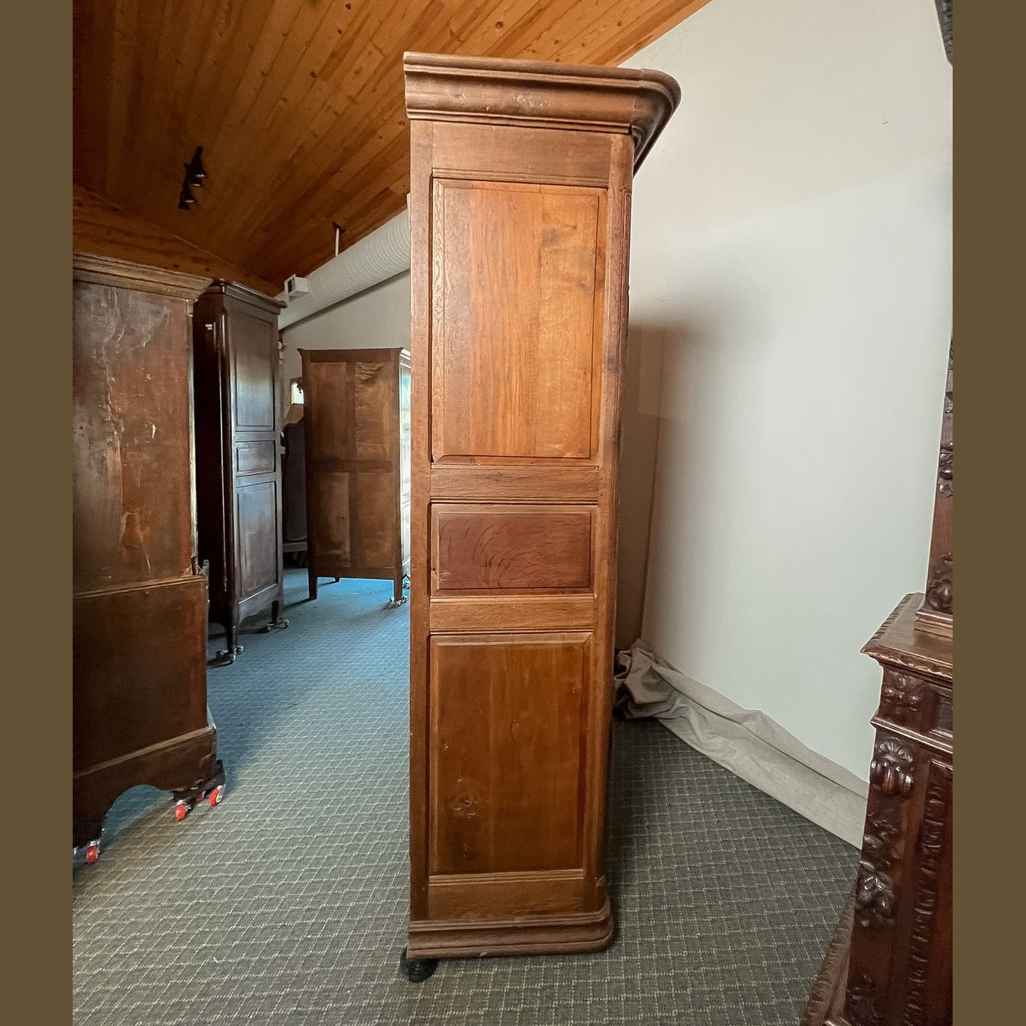 Antique French Provincial Solid Oak Armoire, Late 18th Century