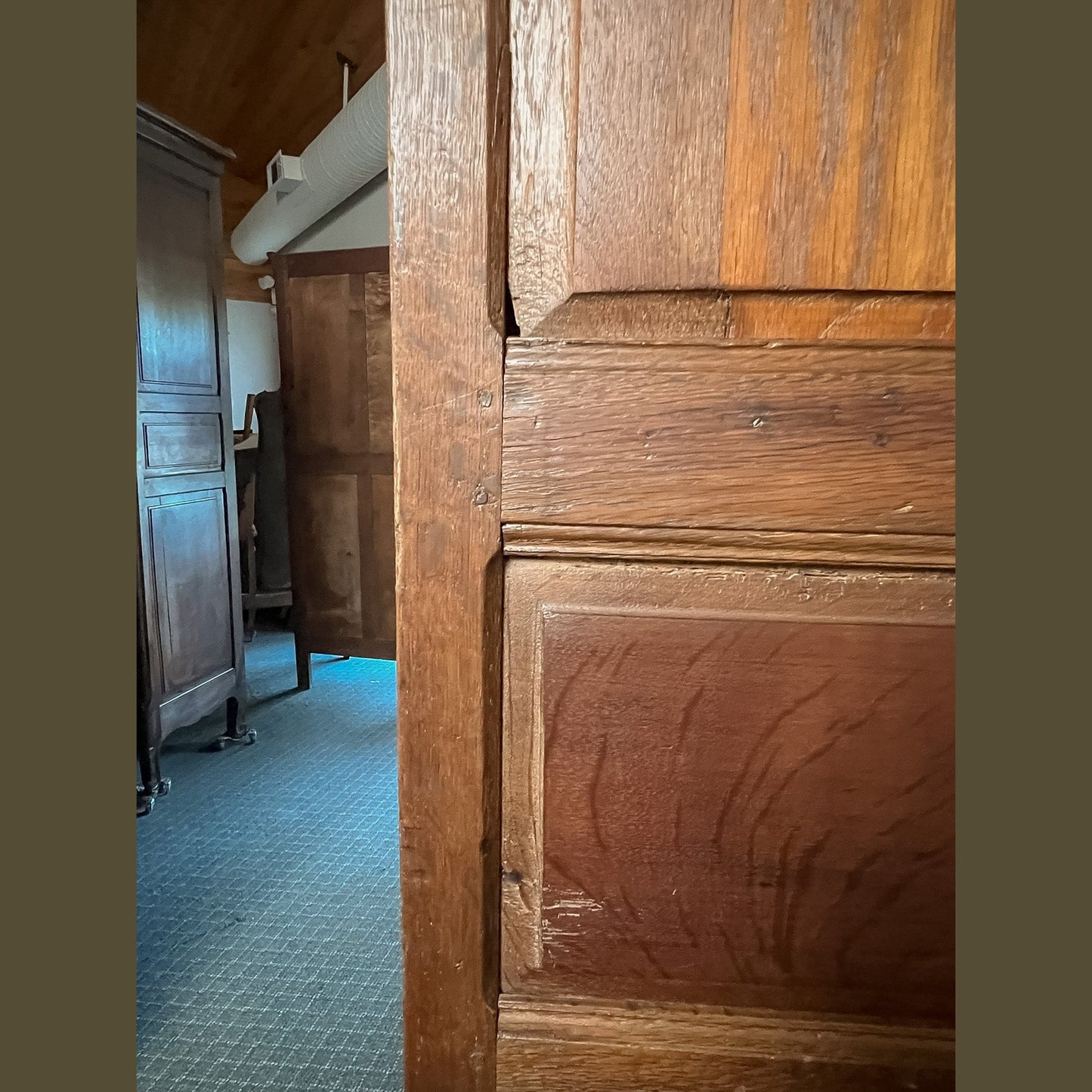 Antique French Provincial Solid Oak Armoire, Late 18th Century