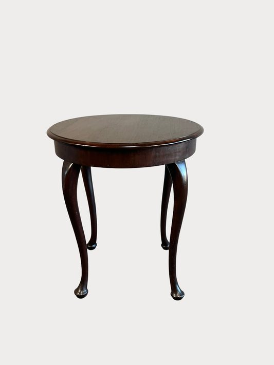 Vintage Austrian Walnut Side Table – Round Top with Elegant Cabriole Legs