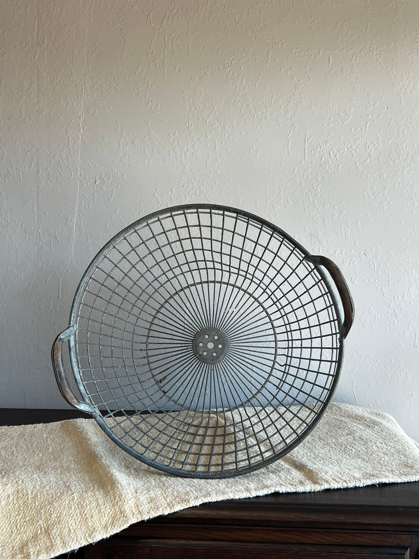 Vintage Hungarian Metal Apple Basket – Rustic Farmhouse Storage