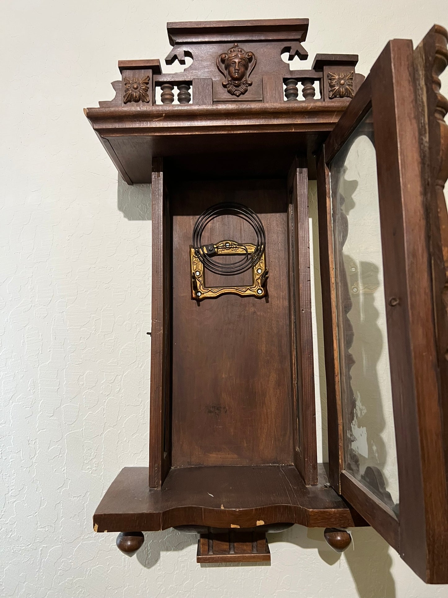 Antique Belgian Walnut Clock - Flower Motif #317