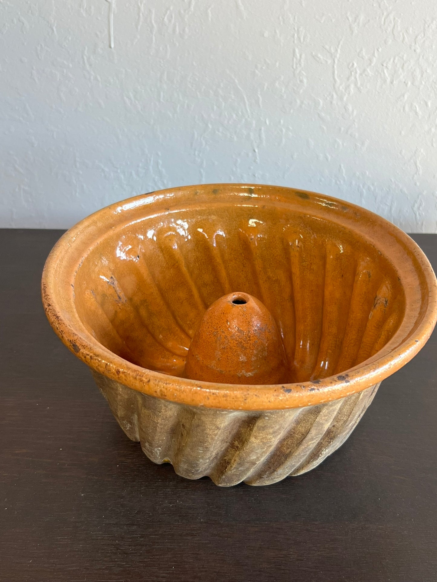Antique French Glazed Bundt Cake Mold – Terracotta Kouglof Baking Dish #405
