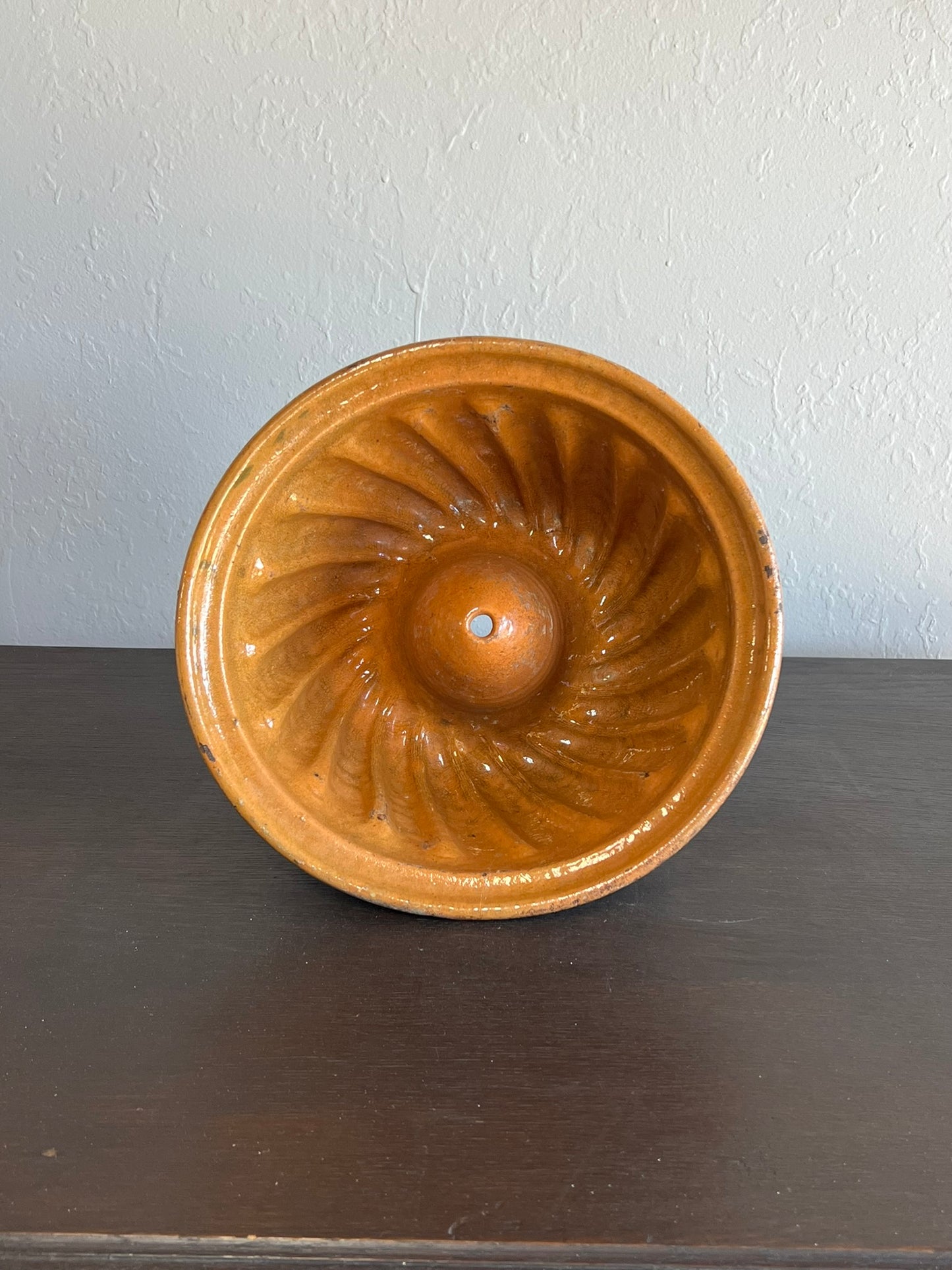 Antique French Glazed Bundt Cake Mold – Terracotta Kouglof Baking Dish #405