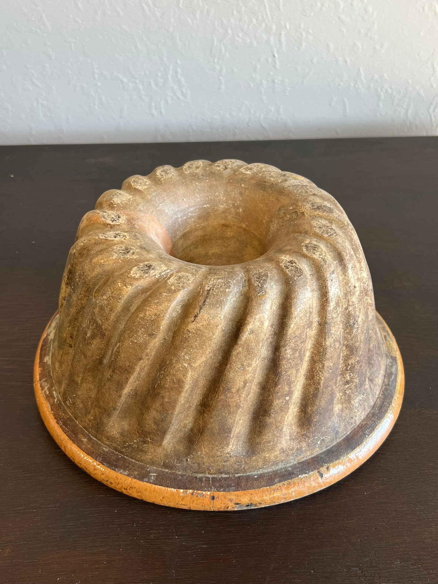 Antique French Glazed Bundt Cake Mold – Terracotta Kouglof Baking Dish #405