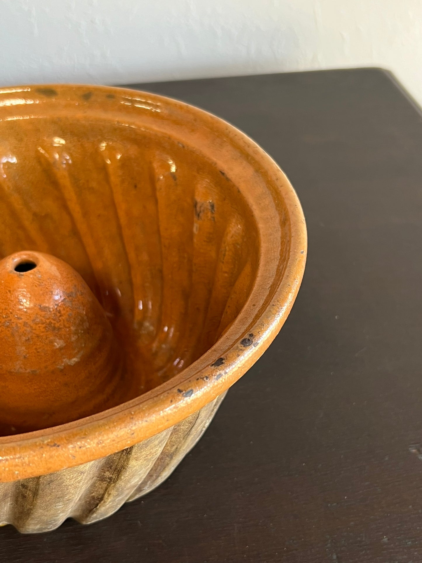 Antique French Glazed Bundt Cake Mold – Terracotta Kouglof Baking Dish #405