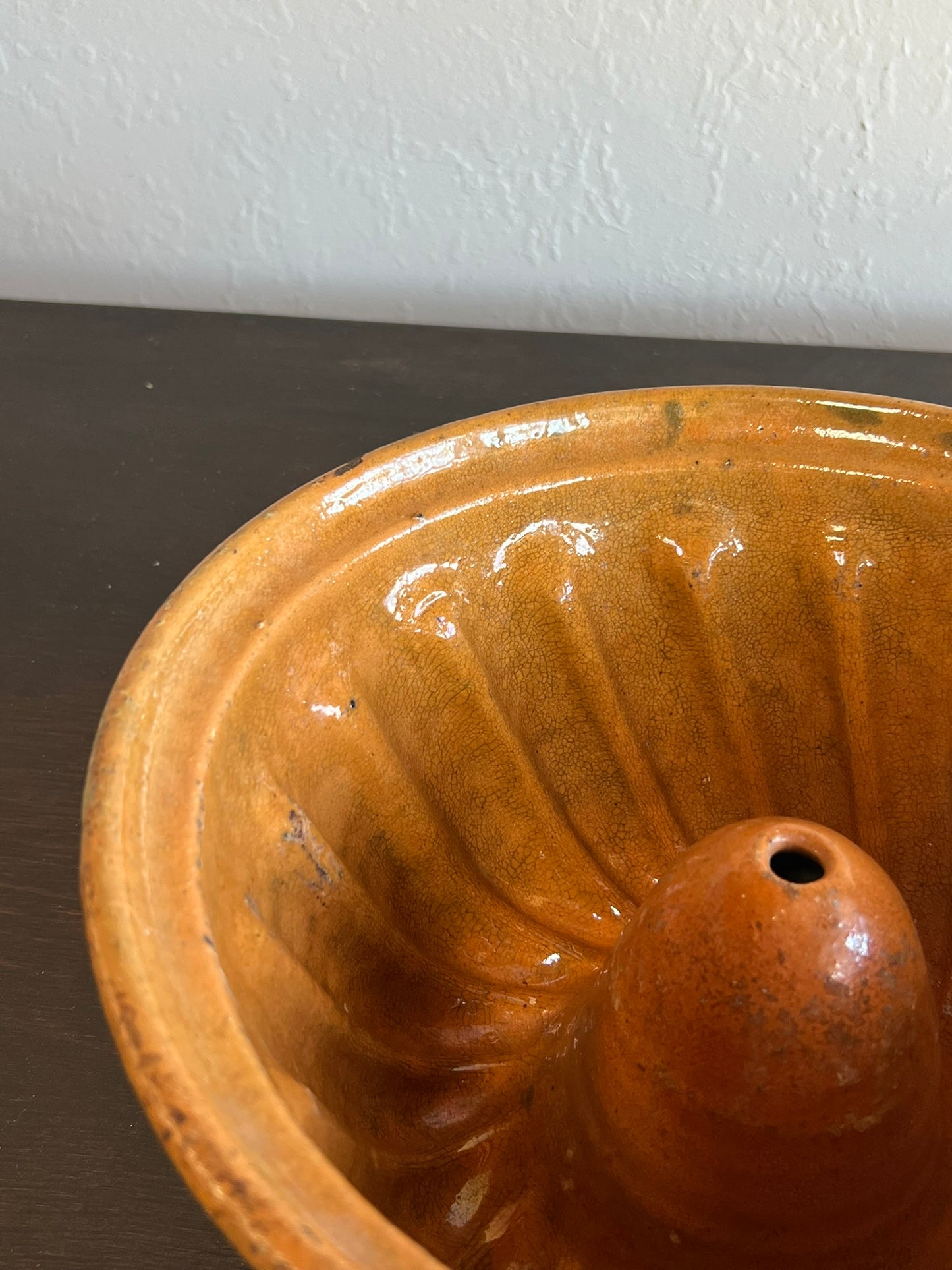 Antique French Glazed Bundt Cake Mold – Terracotta Kouglof Baking Dish #405