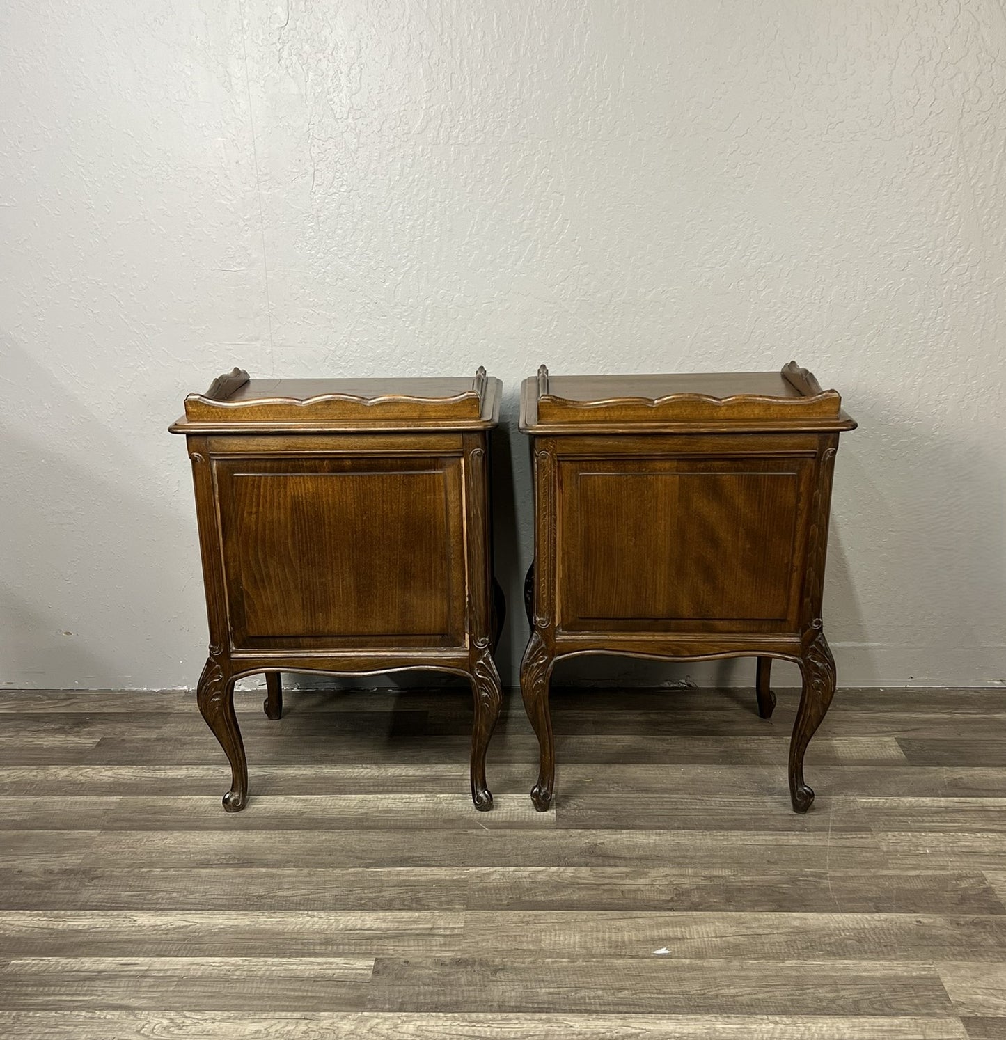 Pair of Vintage Belgian Oak Sofa Tables or Nightstands