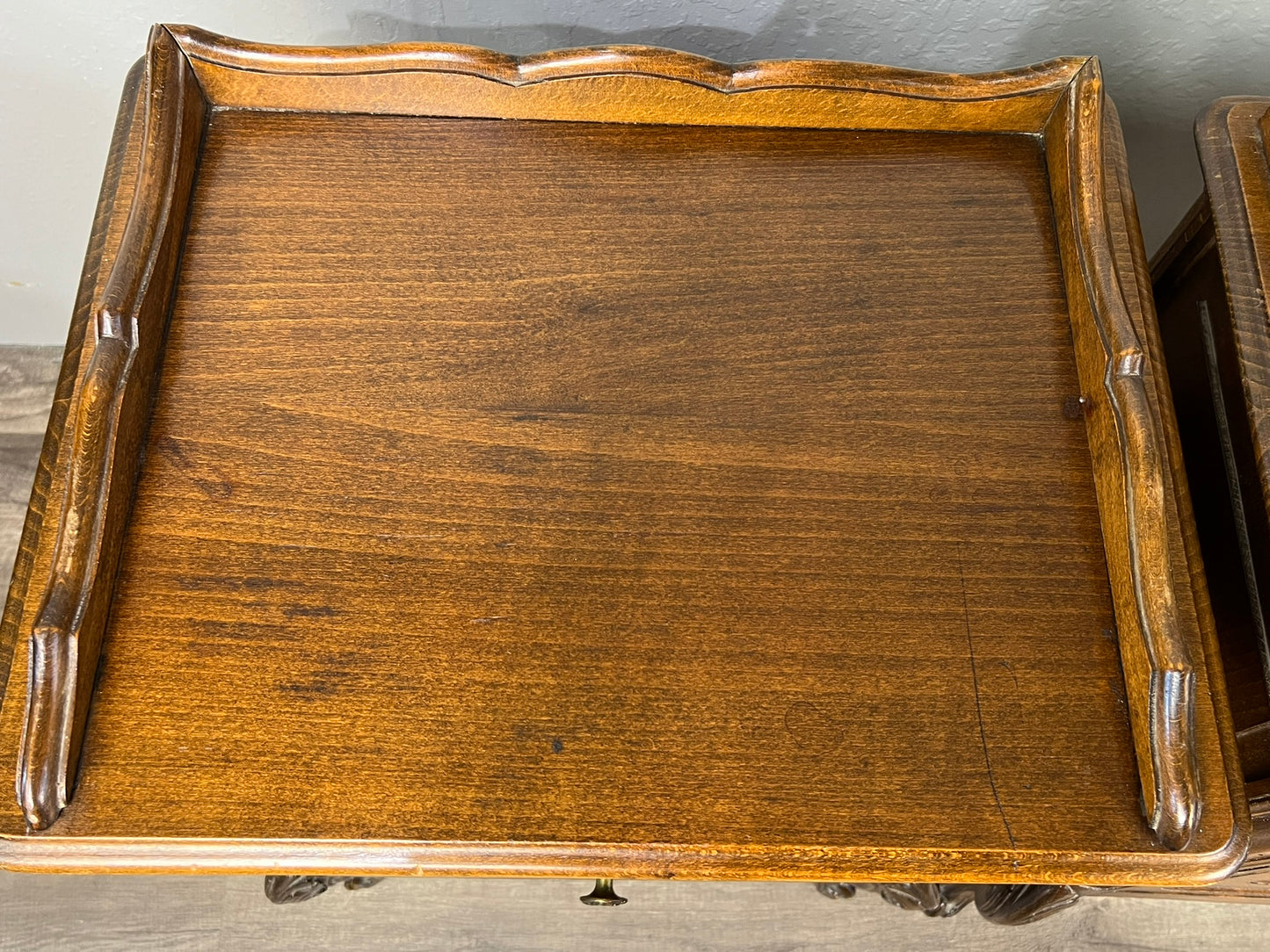 Pair of Vintage Belgian Oak Sofa Tables or Nightstands