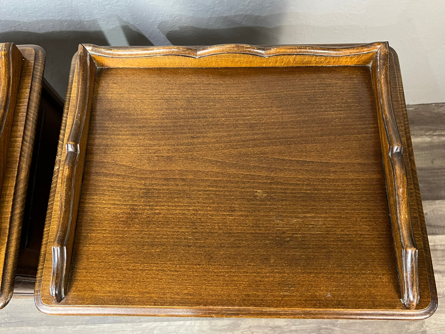 Pair of Vintage Belgian Oak Sofa Tables or Nightstands