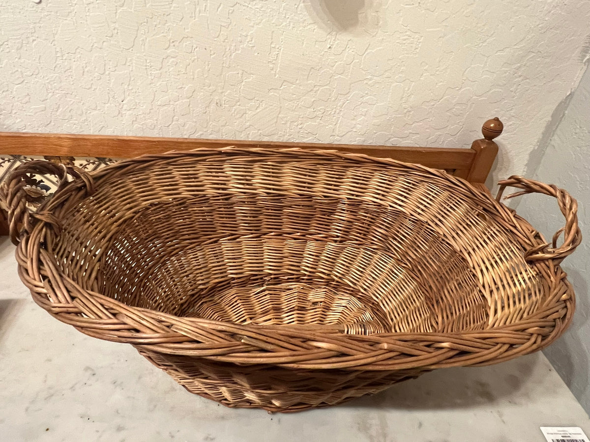 Vintage European Oval Woven Laundry Basket