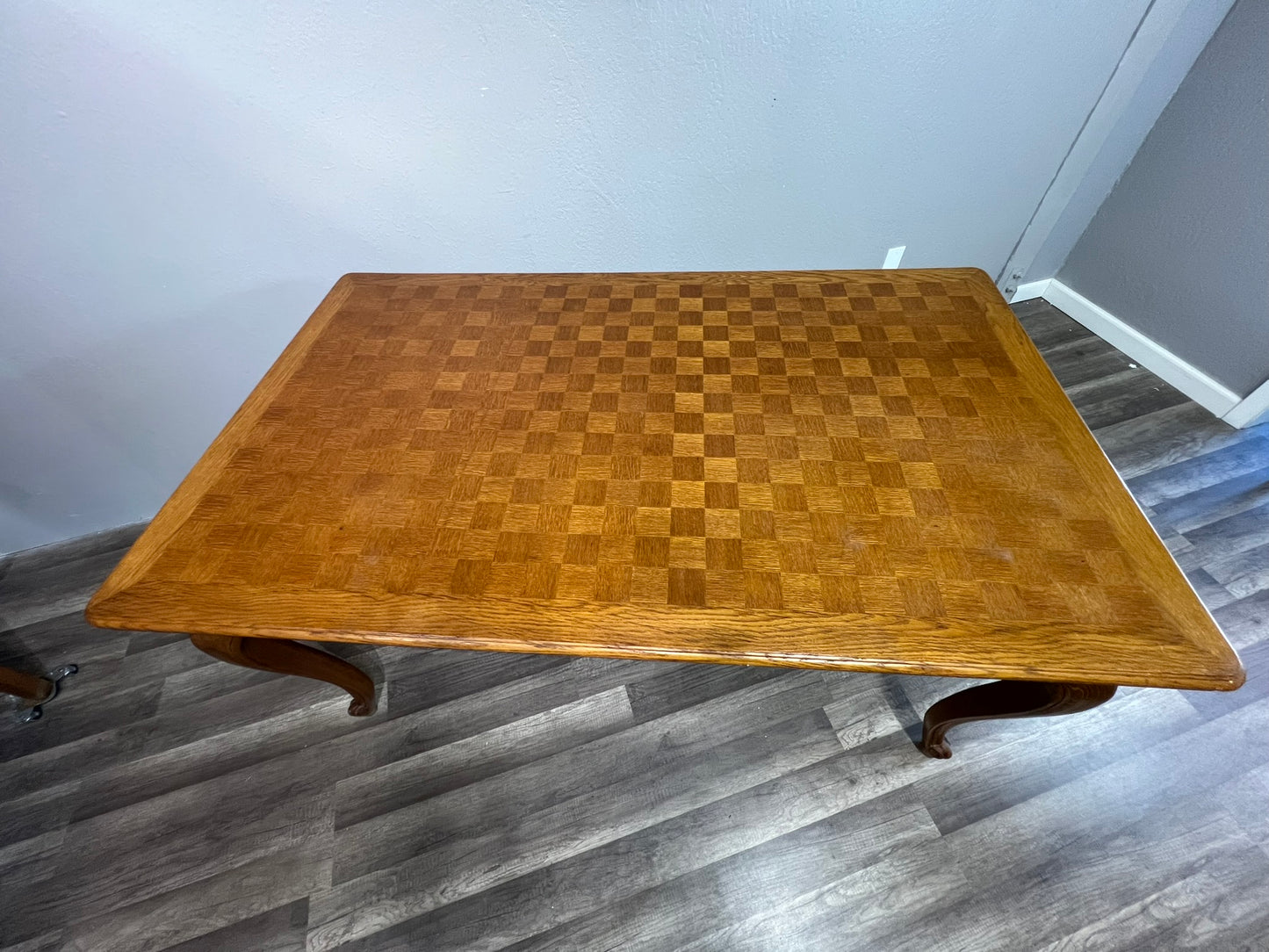 Vintage Belgian Oak Pull Out Extending Leaves Table