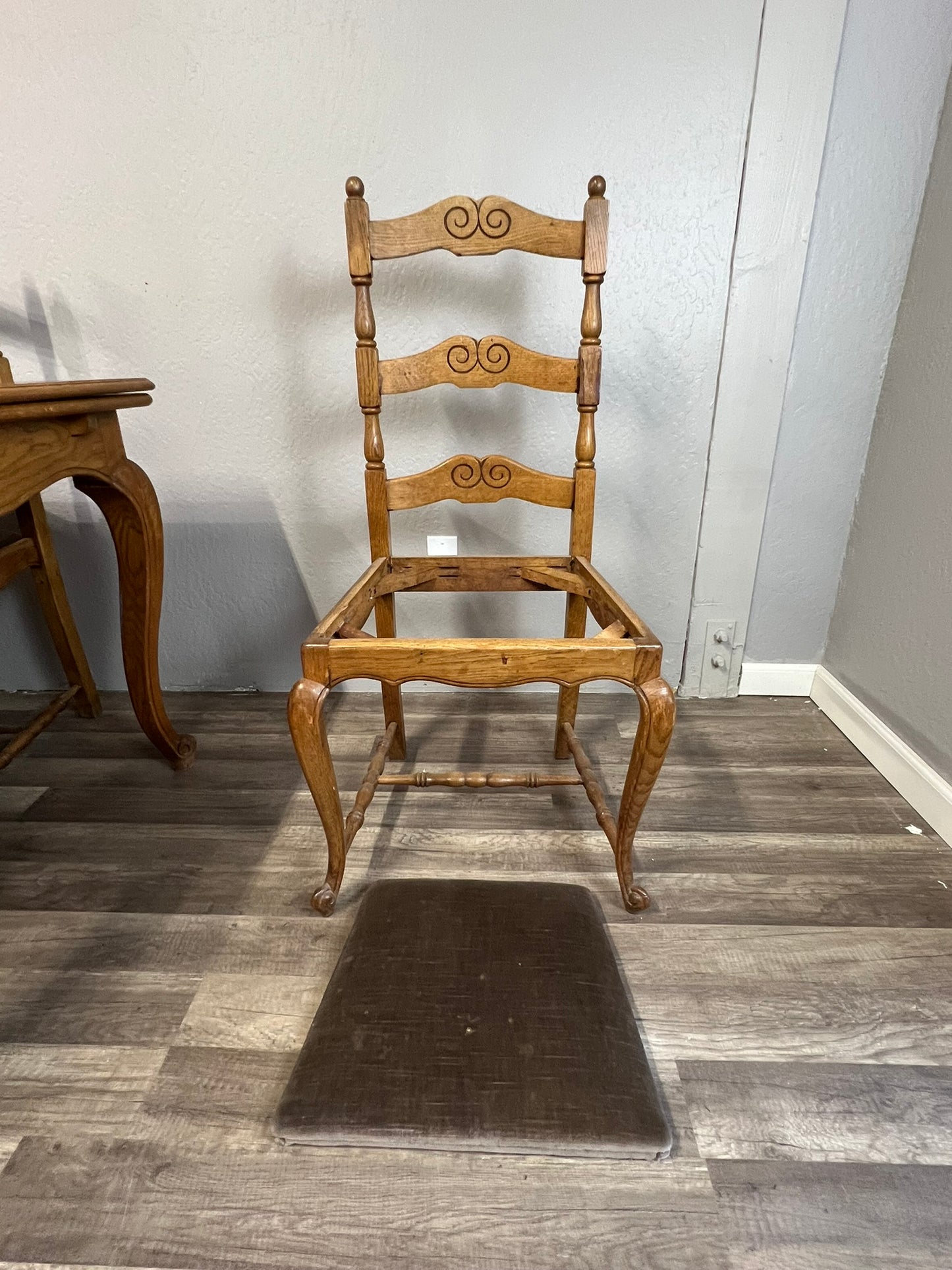 Vintage Belgian Oak Pull Out Extending Leaves Table