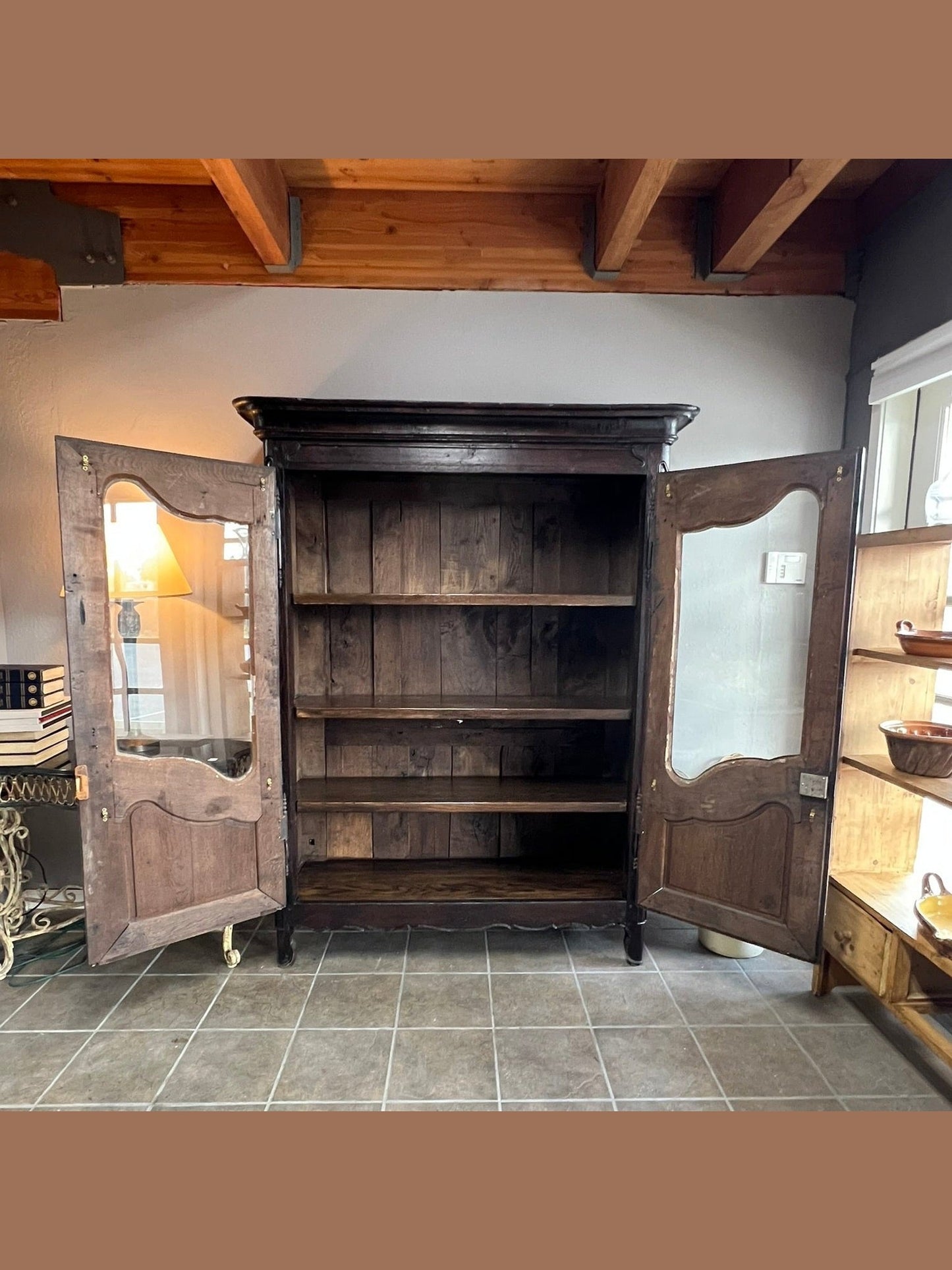 French Provencial Dark Oak Armoire