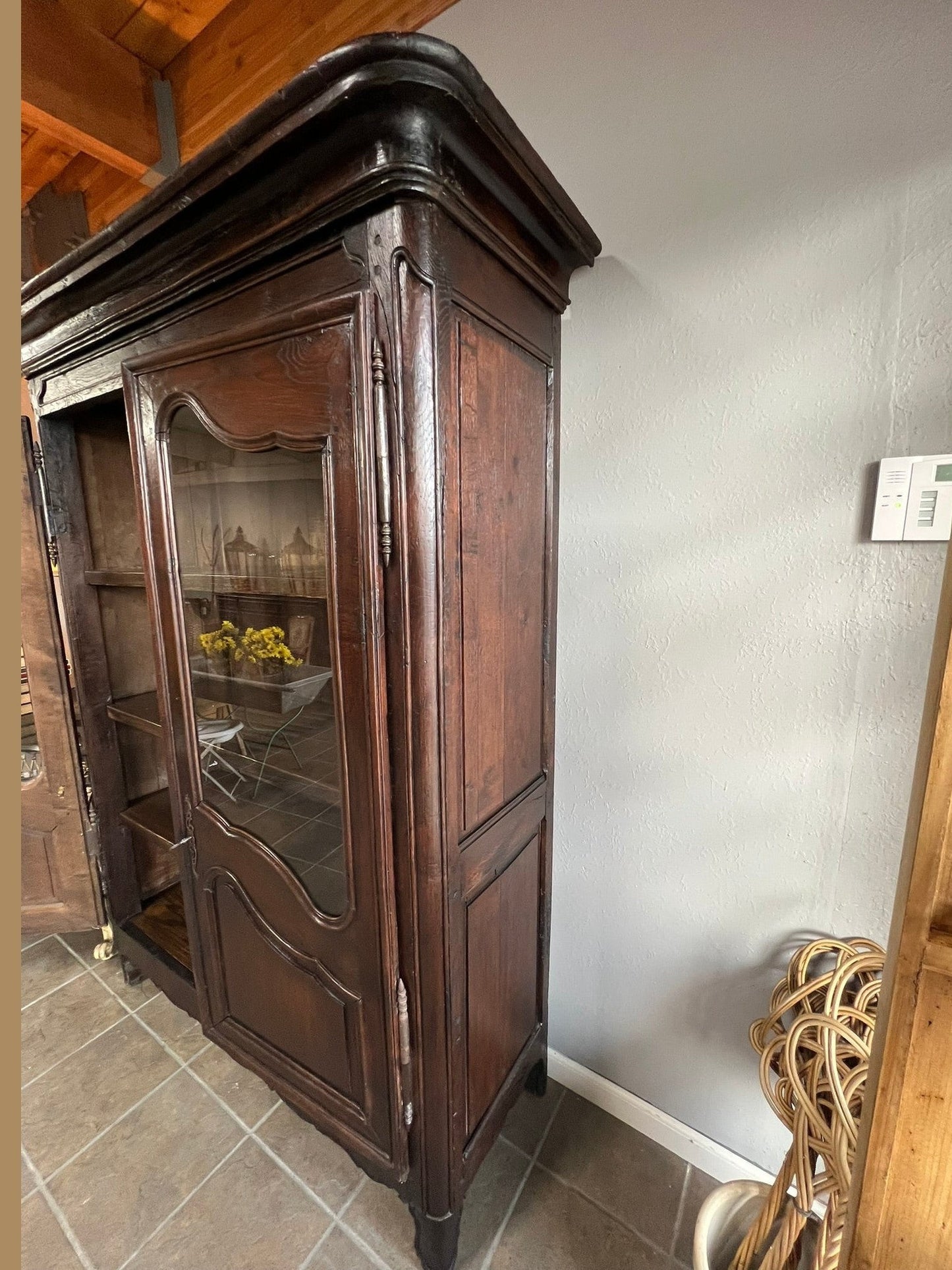 French Provencial Dark Oak Armoire