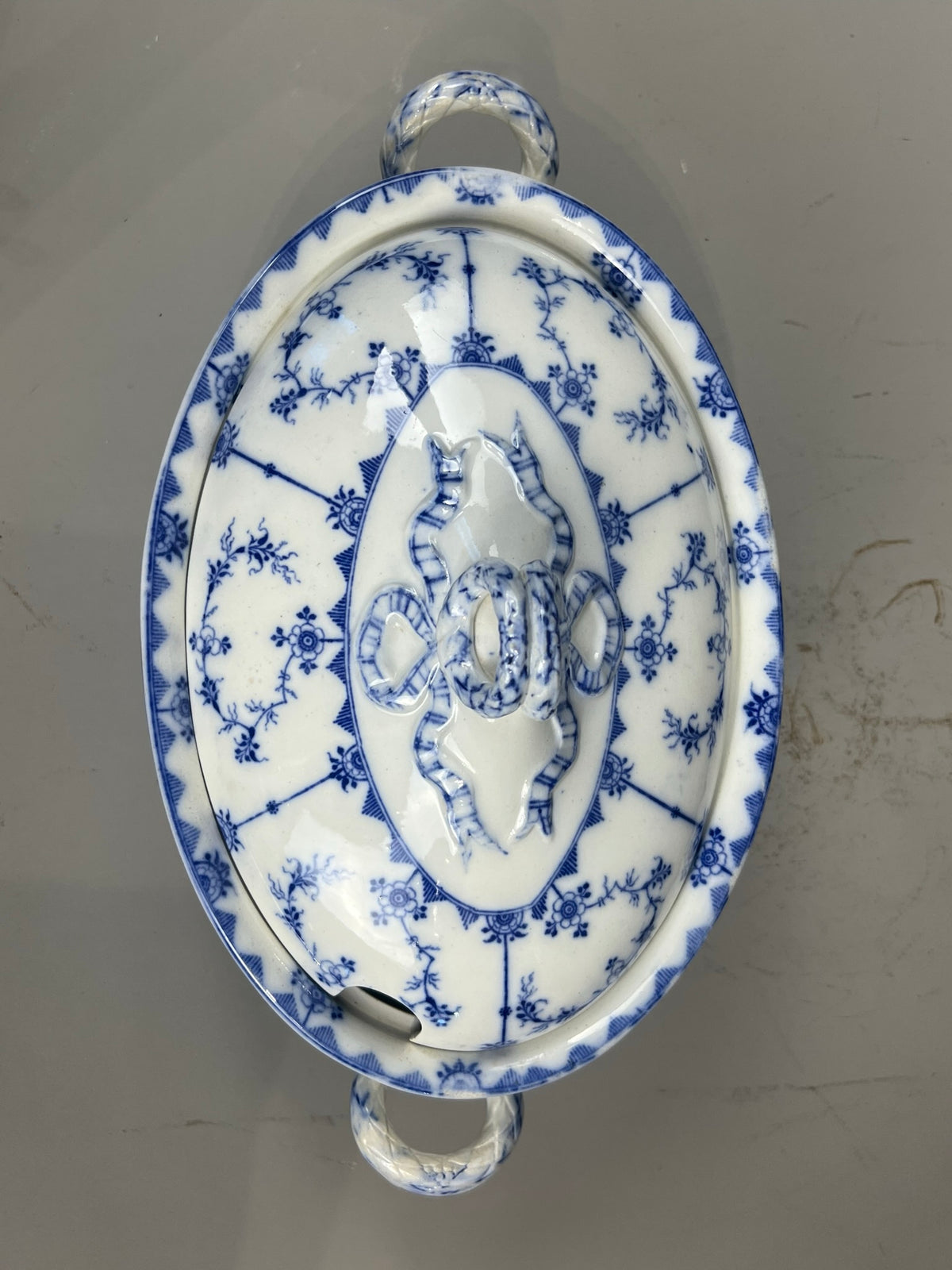 Vintage European Blue & White Vegetable Tureen