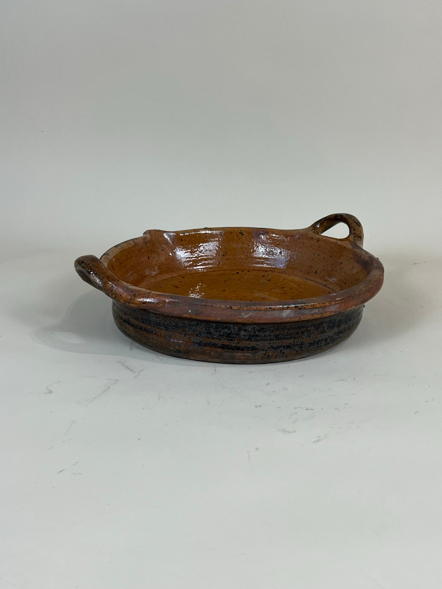 Antique French Terracotta Creamer Bowl with Handles