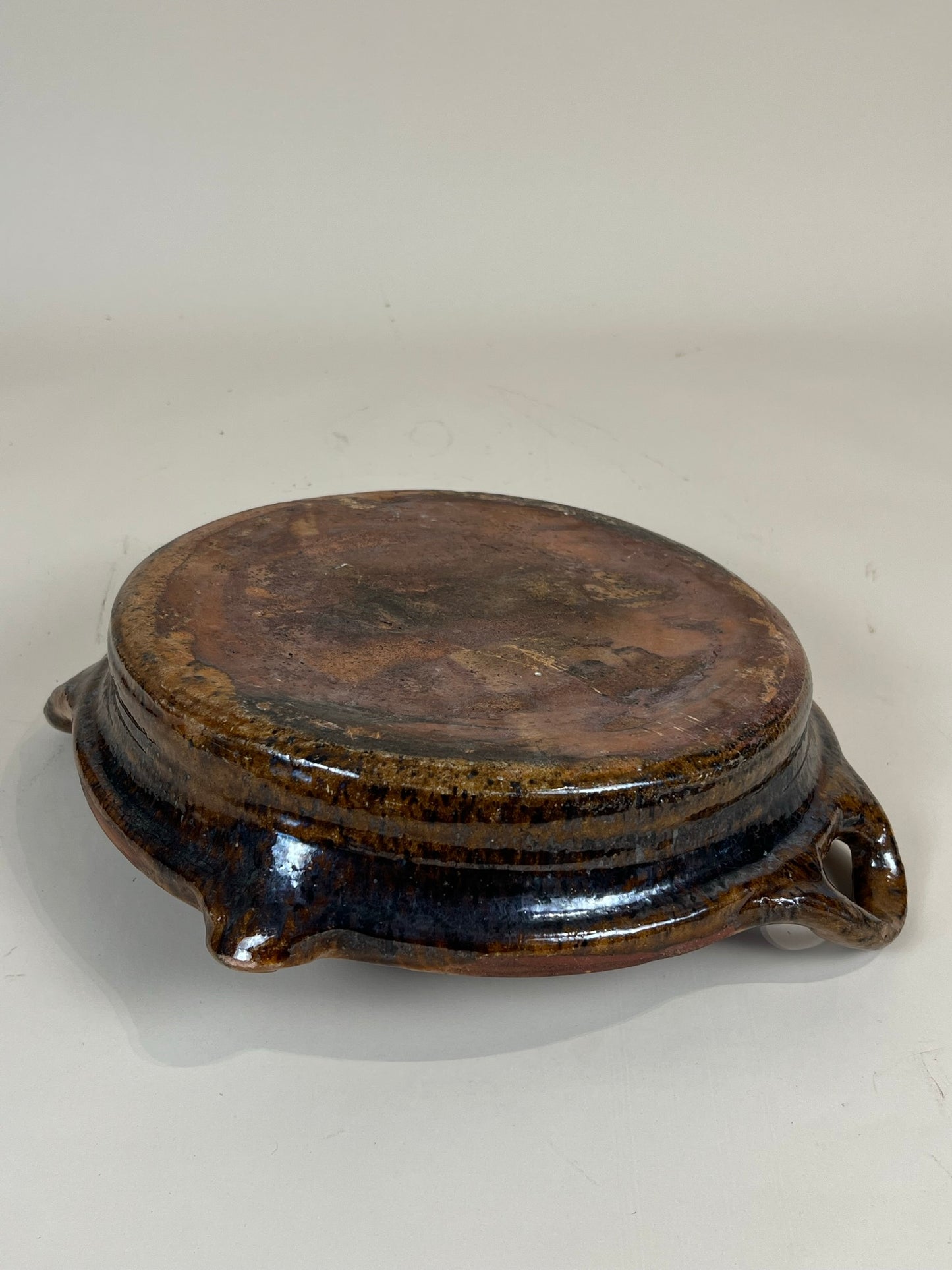 Antique French Terracotta Creamer Bowl with Handles