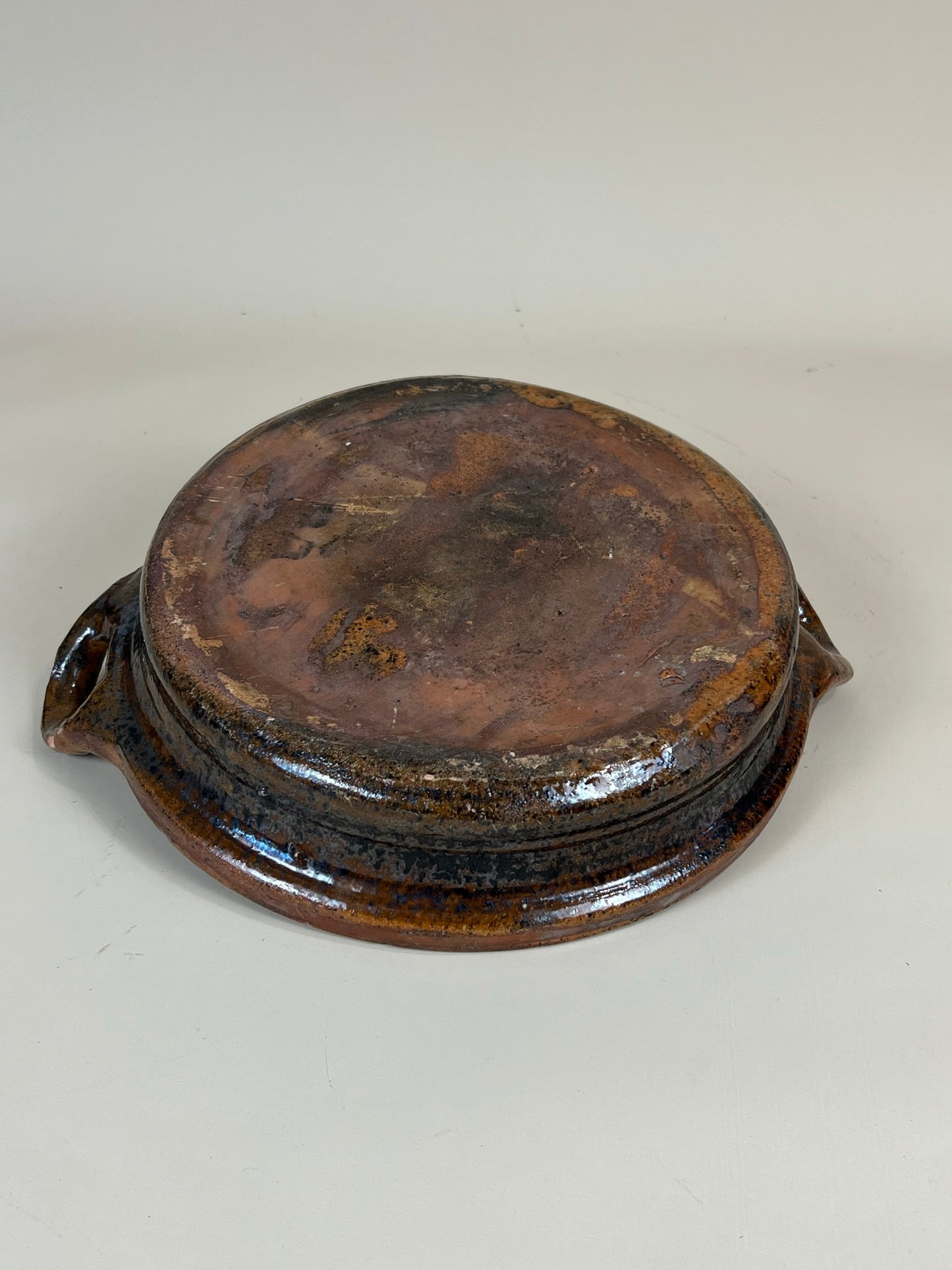 Antique French Terracotta Creamer Bowl with Handles