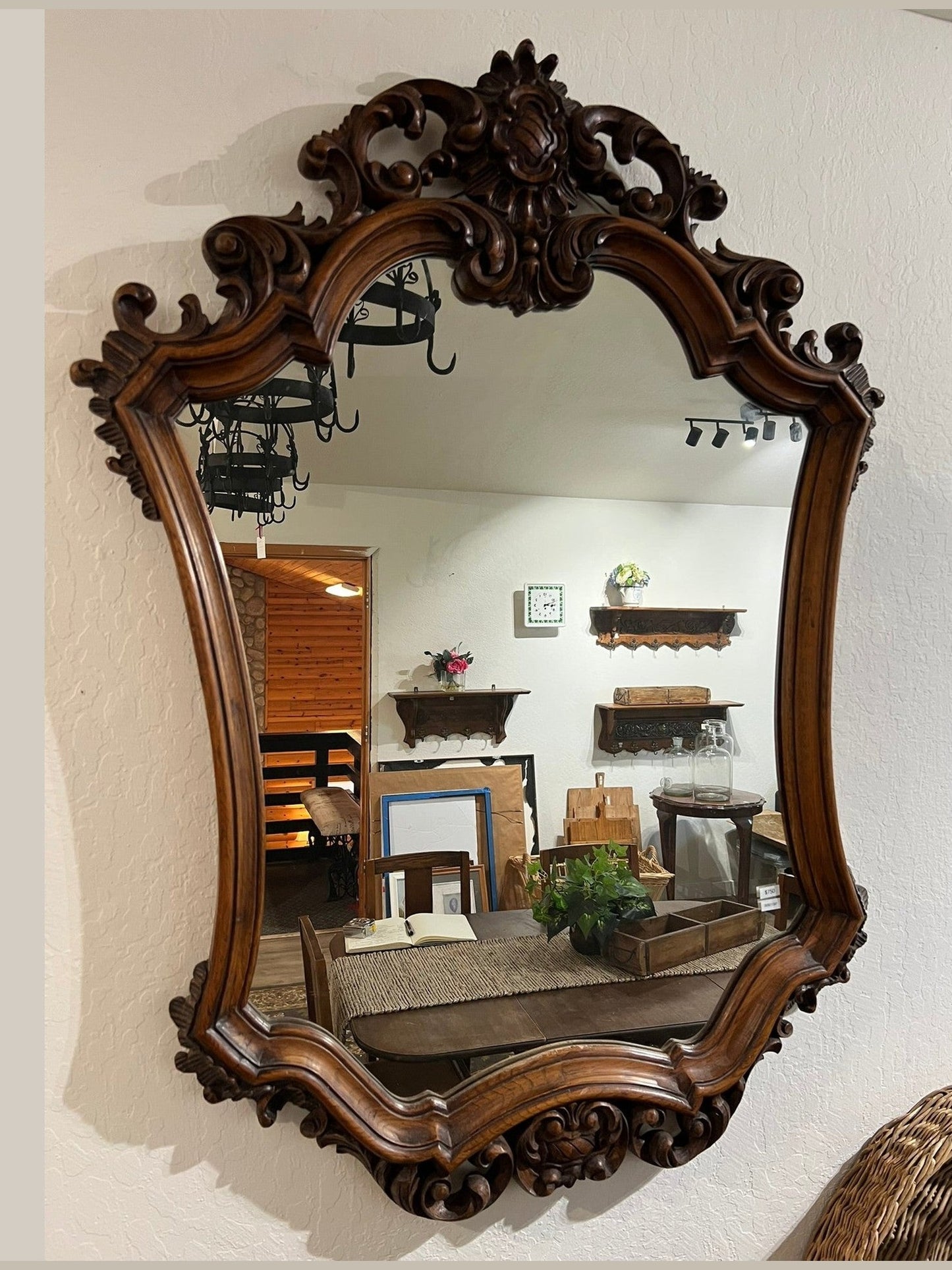 Large Vintage European Wood Mirror