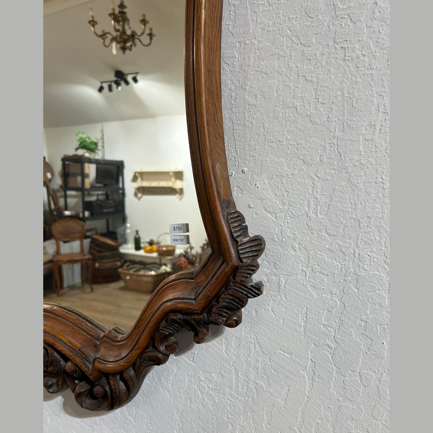 Large Vintage European Wood Mirror