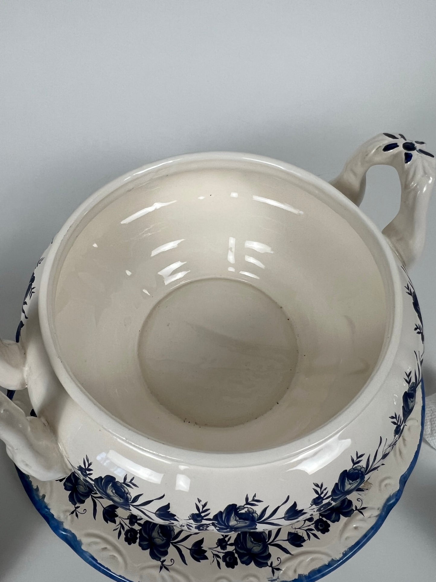 Tureen - Vintage European Dark Blue & White