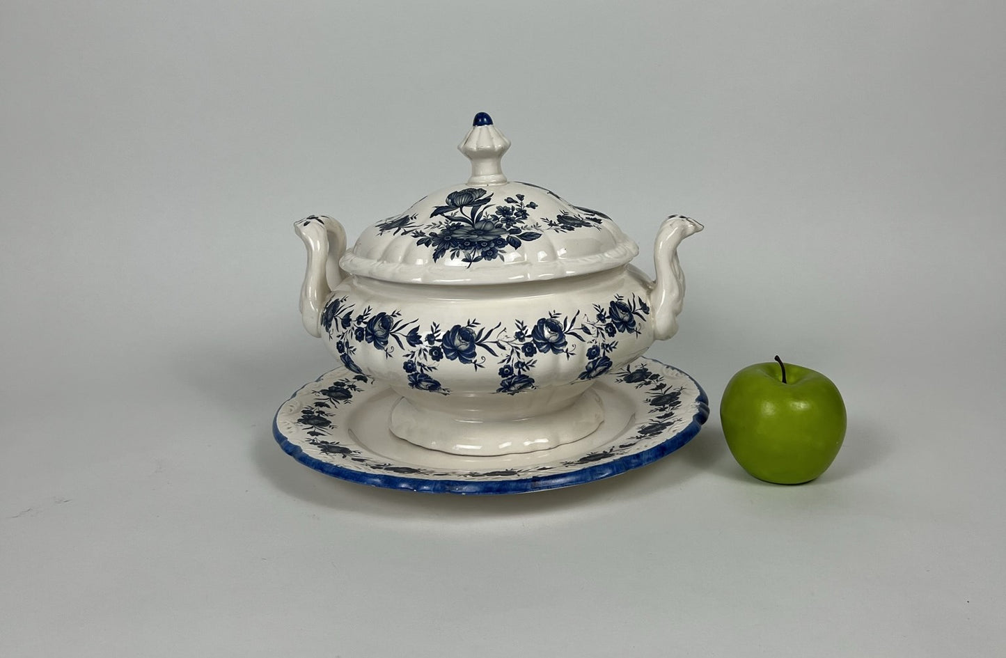 Tureen - Vintage European Dark Blue & White