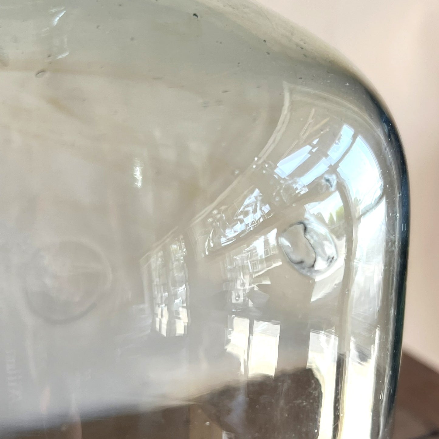 Clear Apothecial Tall Clear Vintage Large Italian Glass Oil Bottle | Handblown Apothecary Vessel | Rustic Farmhouse Decor | Wabi-Sabi Glass Jar | Antique Display Bottle