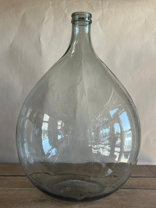 Vintage XL 54L Italian Glass Demijohn | Rustic Clear Wine Bottle | Oversized Vessel | Wabi-Sabi Farmhouse Decor | Statement Glass Jug