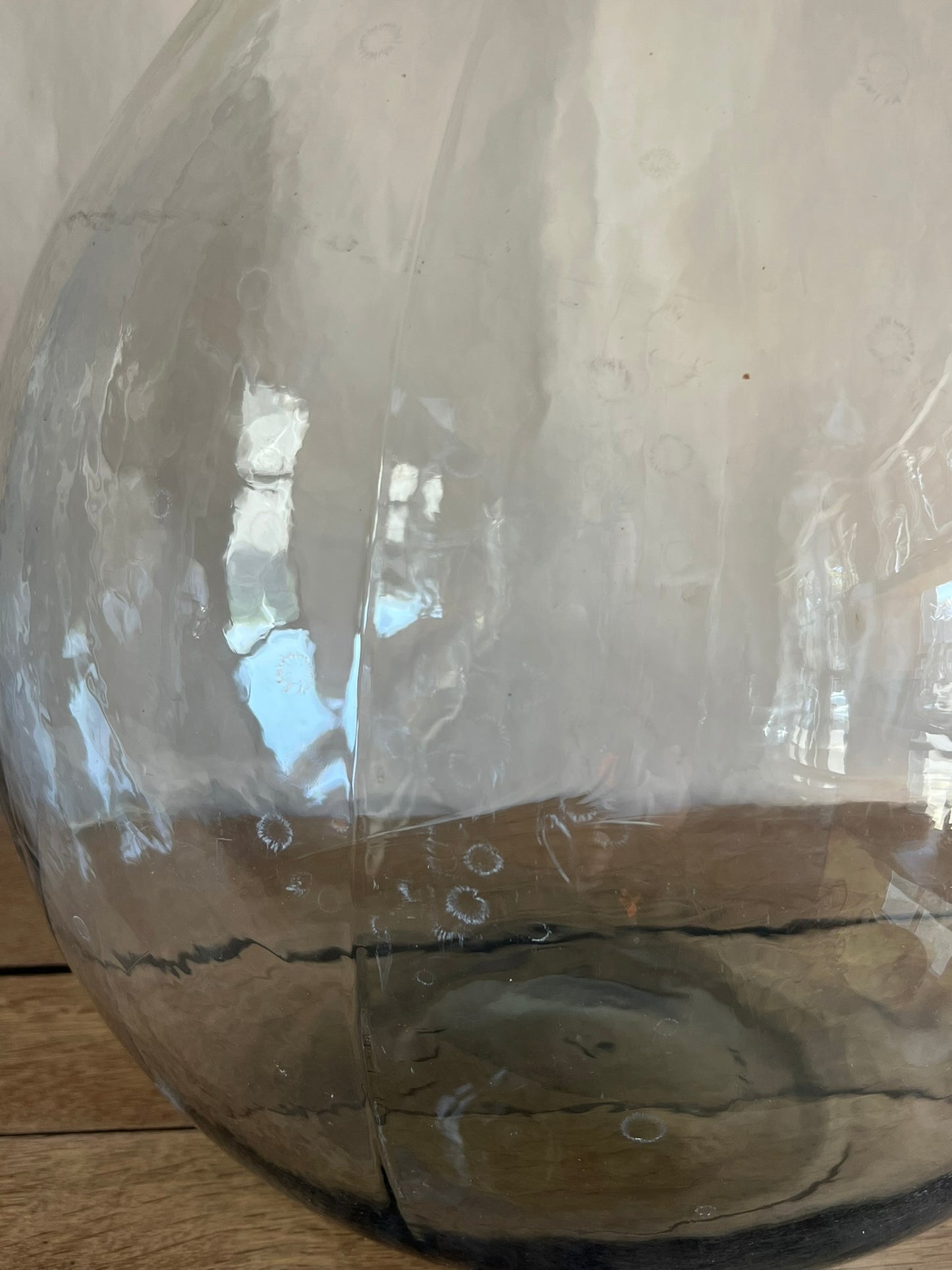 Vintage XL 54L Italian Glass Demijohn | Rustic Clear Wine Bottle | Oversized Vessel | Wabi-Sabi Farmhouse Decor | Statement Glass Jug