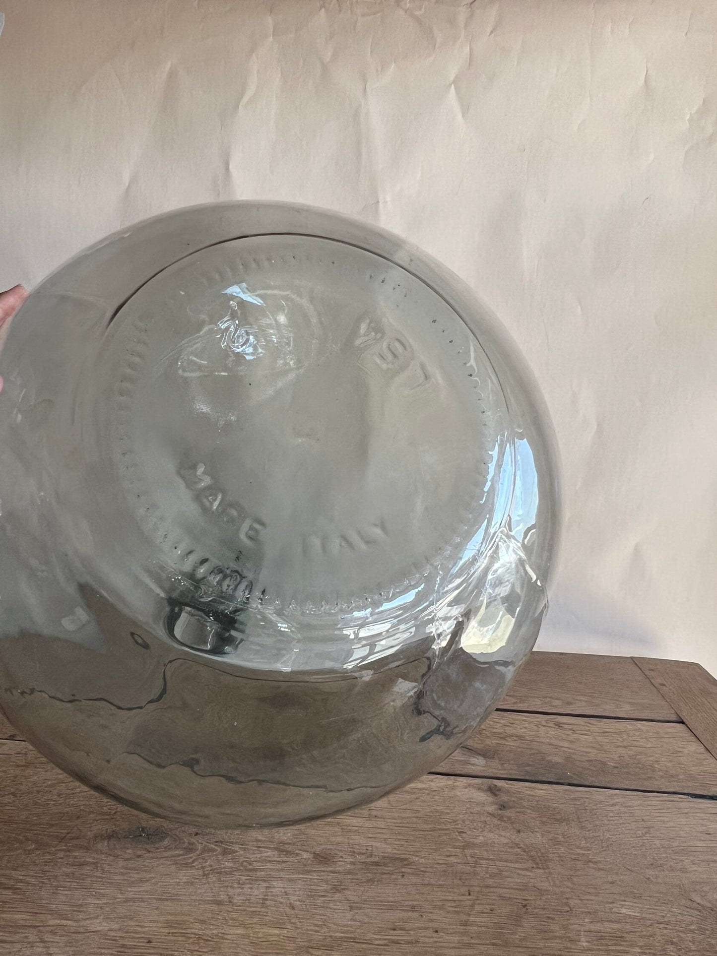 Vintage XL 54L Italian Glass Demijohn | Rustic Clear Wine Bottle | Oversized Vessel | Wabi-Sabi Farmhouse Decor | Statement Glass Jug