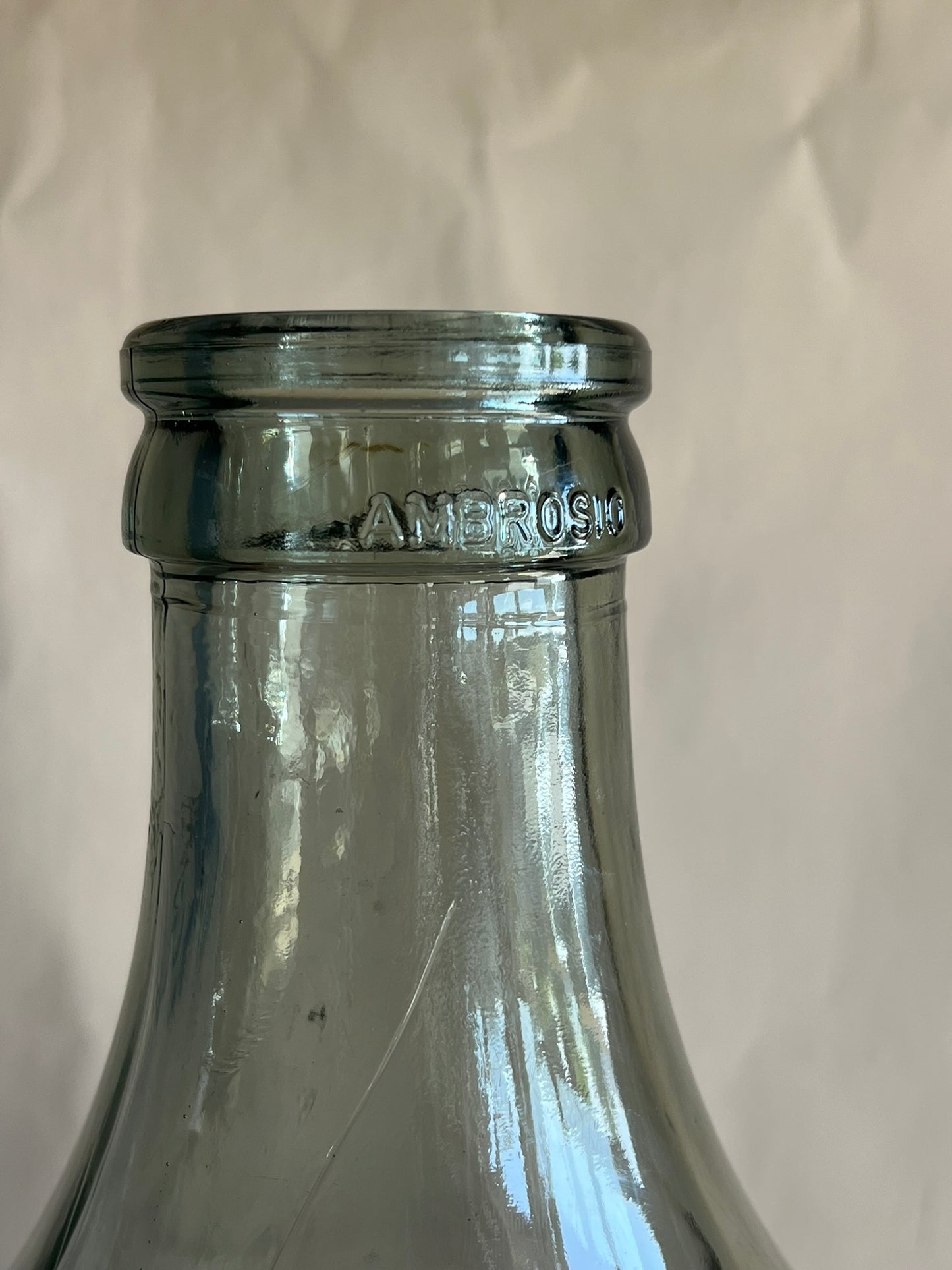 Vintage XL 54L Italian Glass Demijohn | Rustic Clear Wine Bottle | Oversized Vessel | Wabi-Sabi Farmhouse Decor | Statement Glass Jug