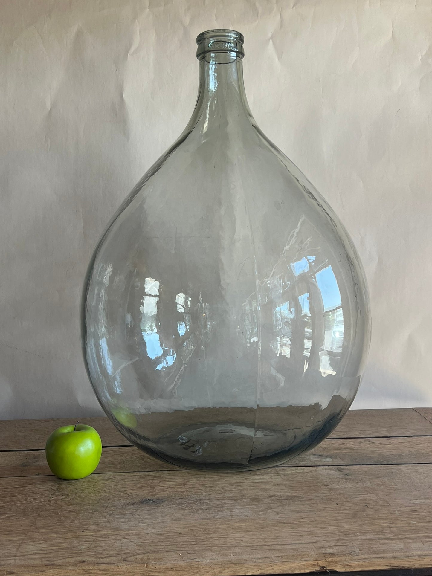 Vintage XL 54L Italian Glass Demijohn | Rustic Clear Wine Bottle | Oversized Vessel | Wabi-Sabi Farmhouse Decor | Statement Glass Jug