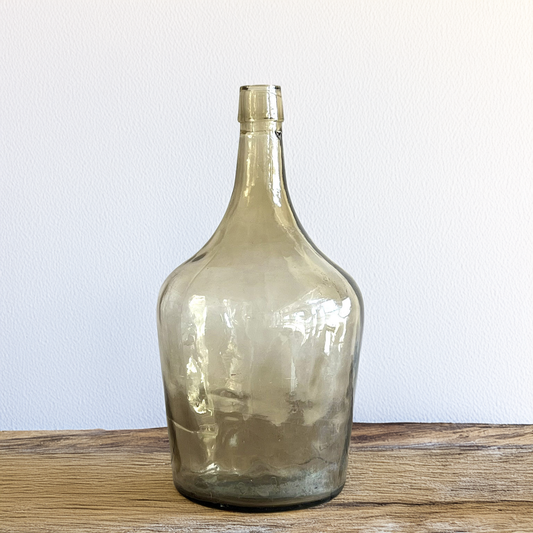 Vintage Small Eastern European Demijohn | Brown Handblown Glass Jug | Rustic Wine Bottle #313| Wabi-Sabi Decor | Statement Glass Vessel