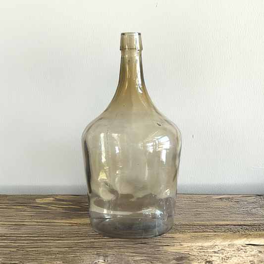 Vintage Small Eastern European Demijohn | Brown Handblown Glass Jug | Rustic Wine Bottle | Wabi-Sabi Decor | Statement Glass Vessel #502