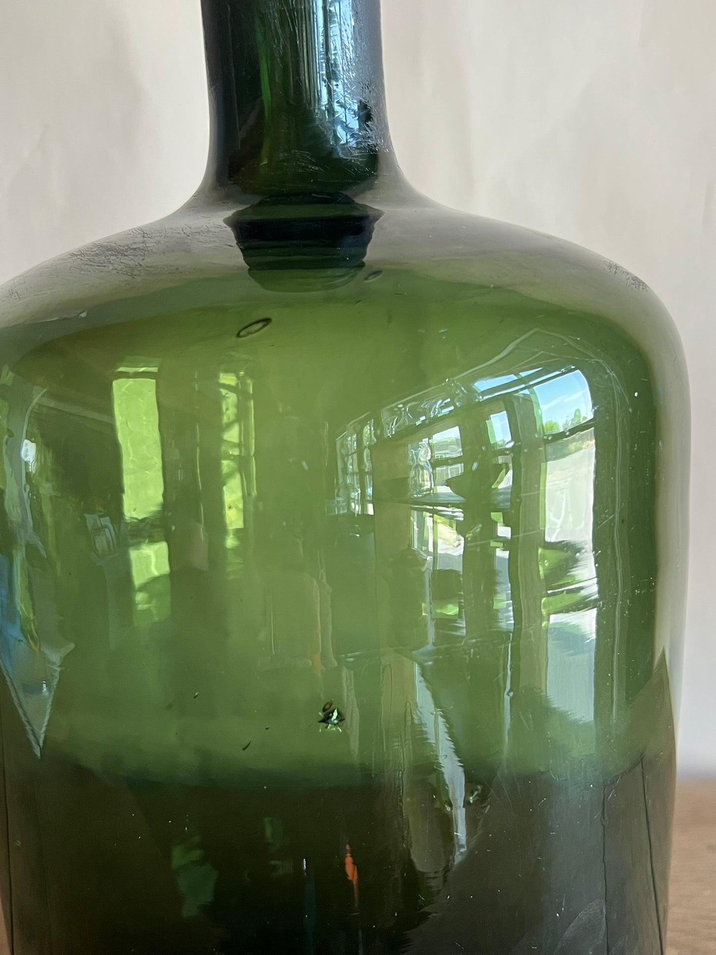 Vintage Medium Dark Green Glass Eastern European Demijohn