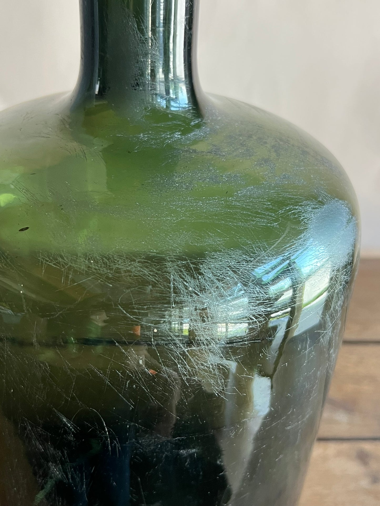 Vintage Medium Dark Green Glass Eastern European Demijohn
