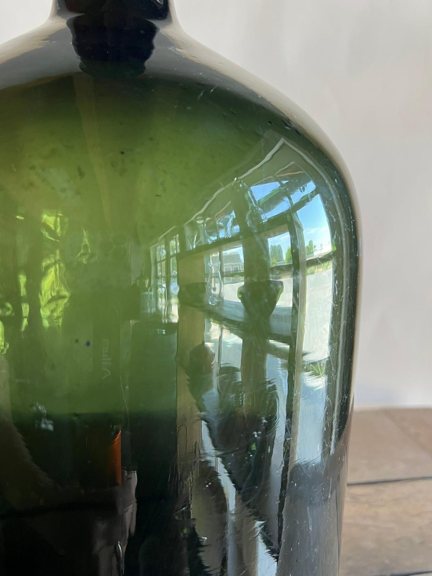 Vintage Large Dark Green Glass Eastern European Demijohn