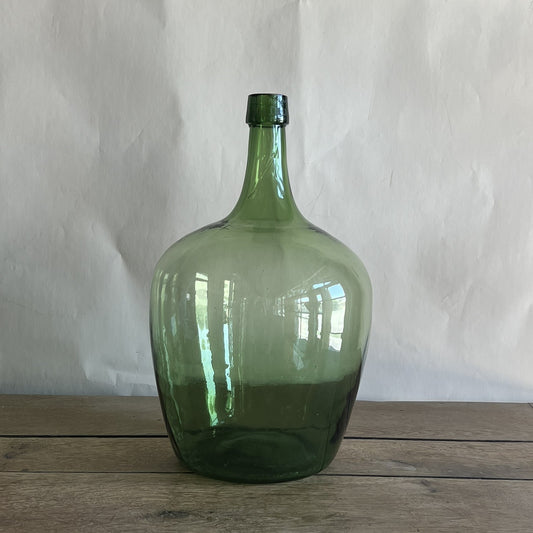 Vintage Eastern European Demijohn | Large Light Green Handblown Glass Jug | Rustic Wine Bottle | Wabi-Sabi Decor | Statement Glass Vessel #206