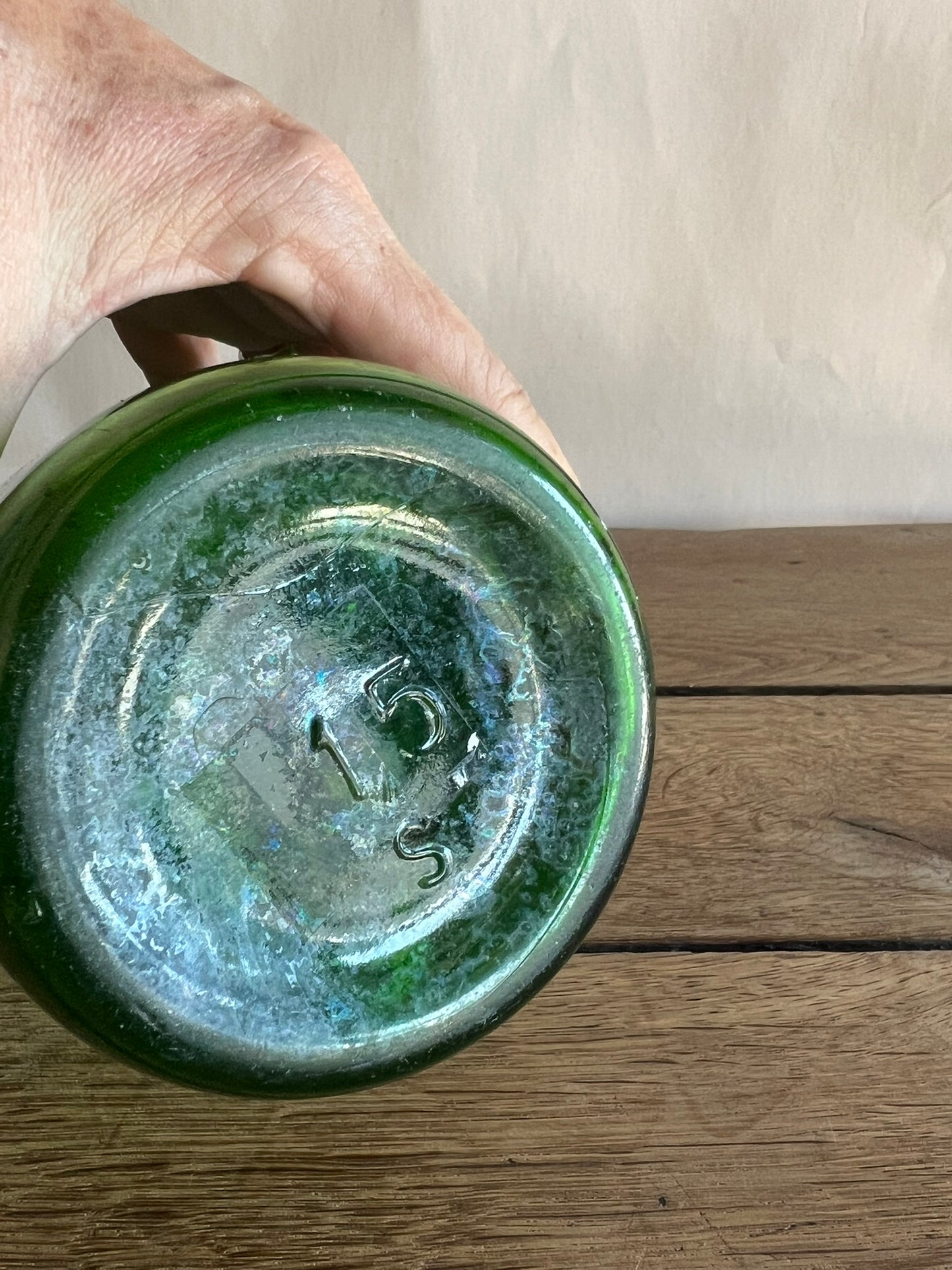 3 Vintage Hungarian Green Soda Bottles