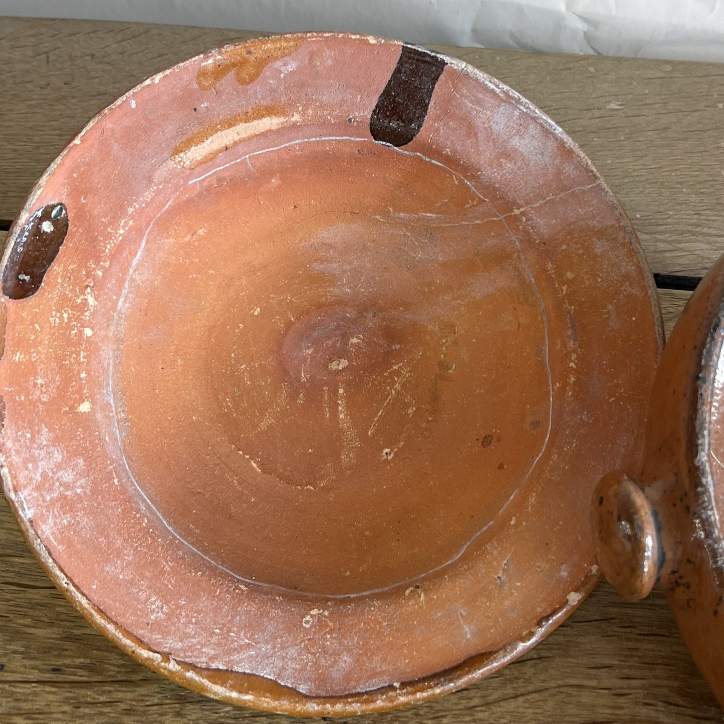 Antique French Terracotta Bowl with Lid – Rustic Farmhouse Kitchen Décor #04