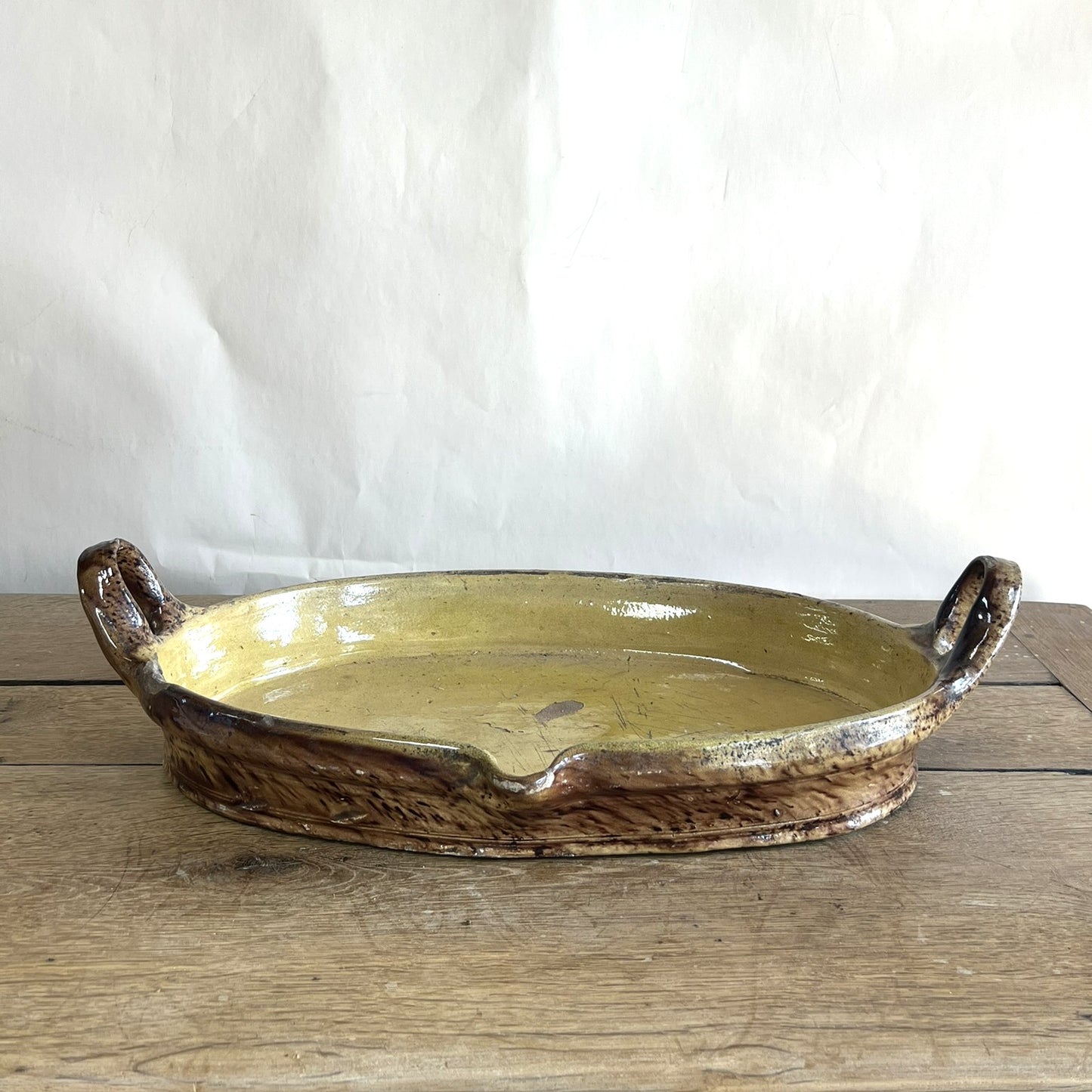 Antique French Mustard Glazed Terracotta Baking Dish – Extra Large Rustic Farmhouse Cookware #12
