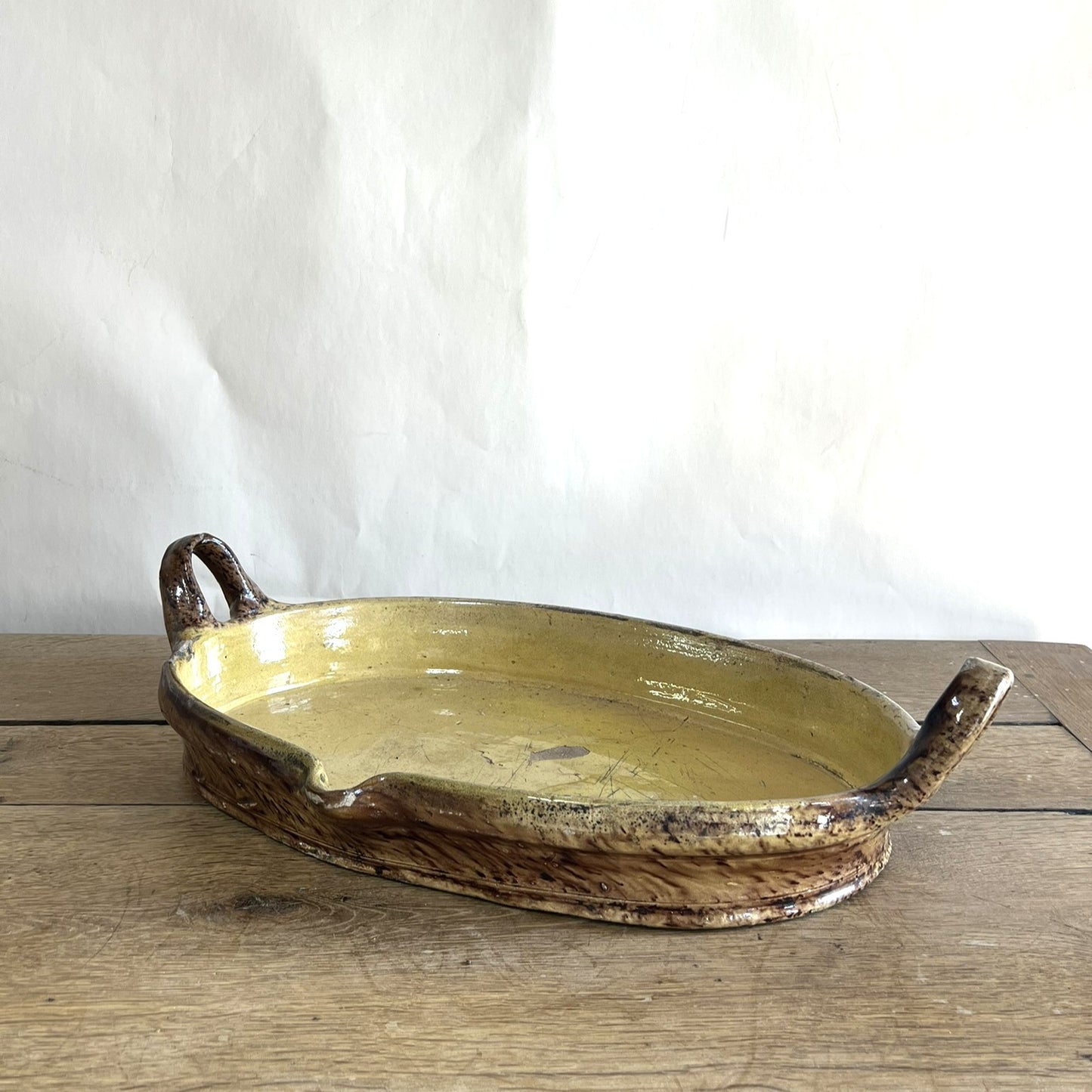 Antique French Mustard Glazed Terracotta Baking Dish – Extra Large Rustic Farmhouse Cookware #12