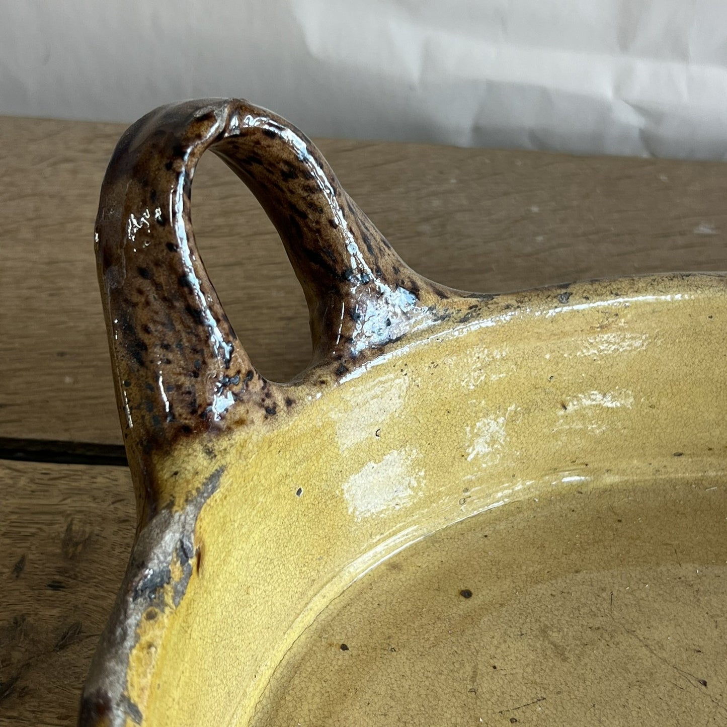 Antique French Mustard Glazed Terracotta Baking Dish – Extra Large Rustic Farmhouse Cookware #12