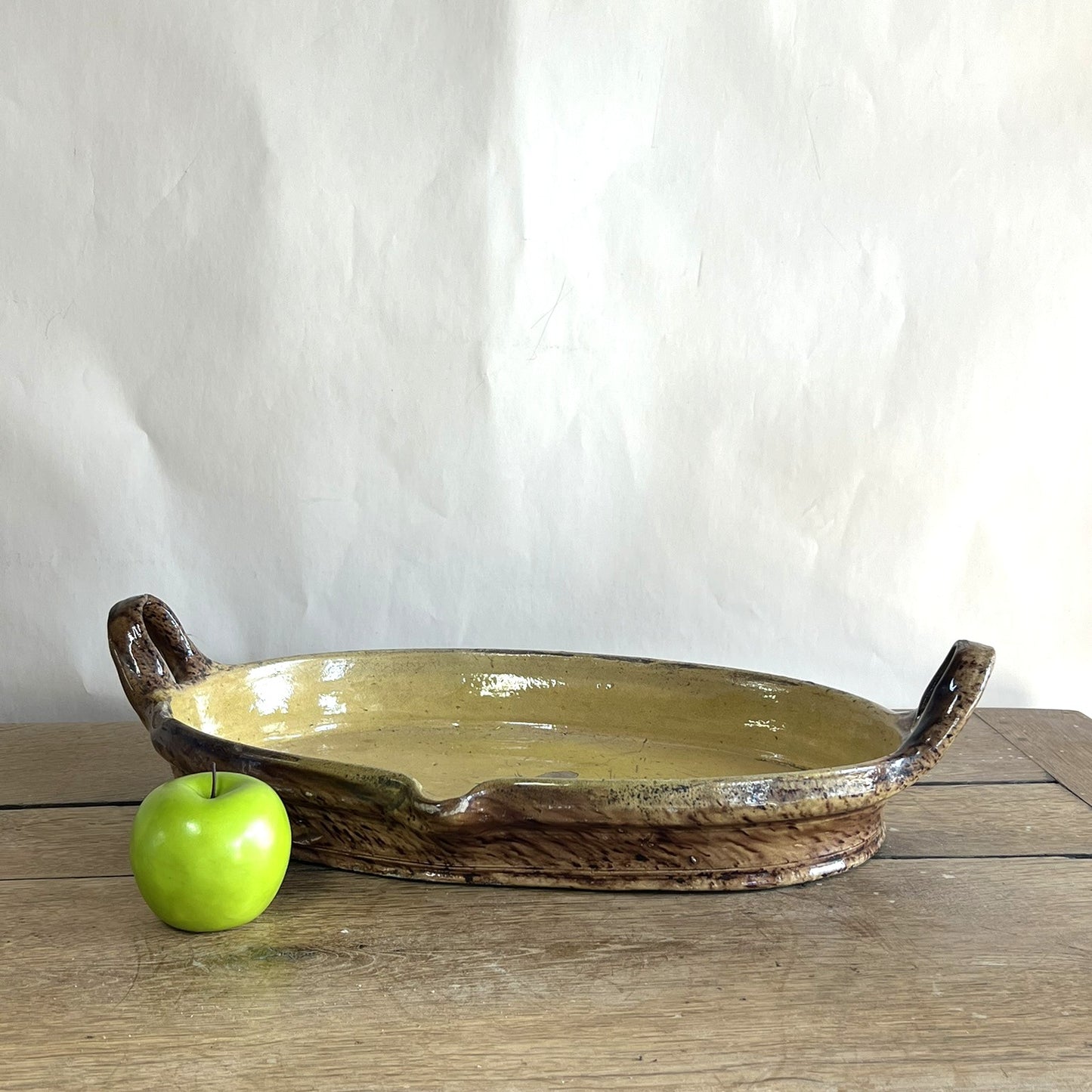 Antique French Mustard Glazed Terracotta Baking Dish – Extra Large Rustic Farmhouse Cookware #12