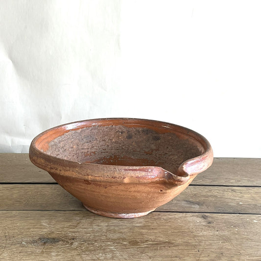 Vintage French Terracotta Milk & Cream Separator Bowl – Farmhouse Kitchen Décor #398