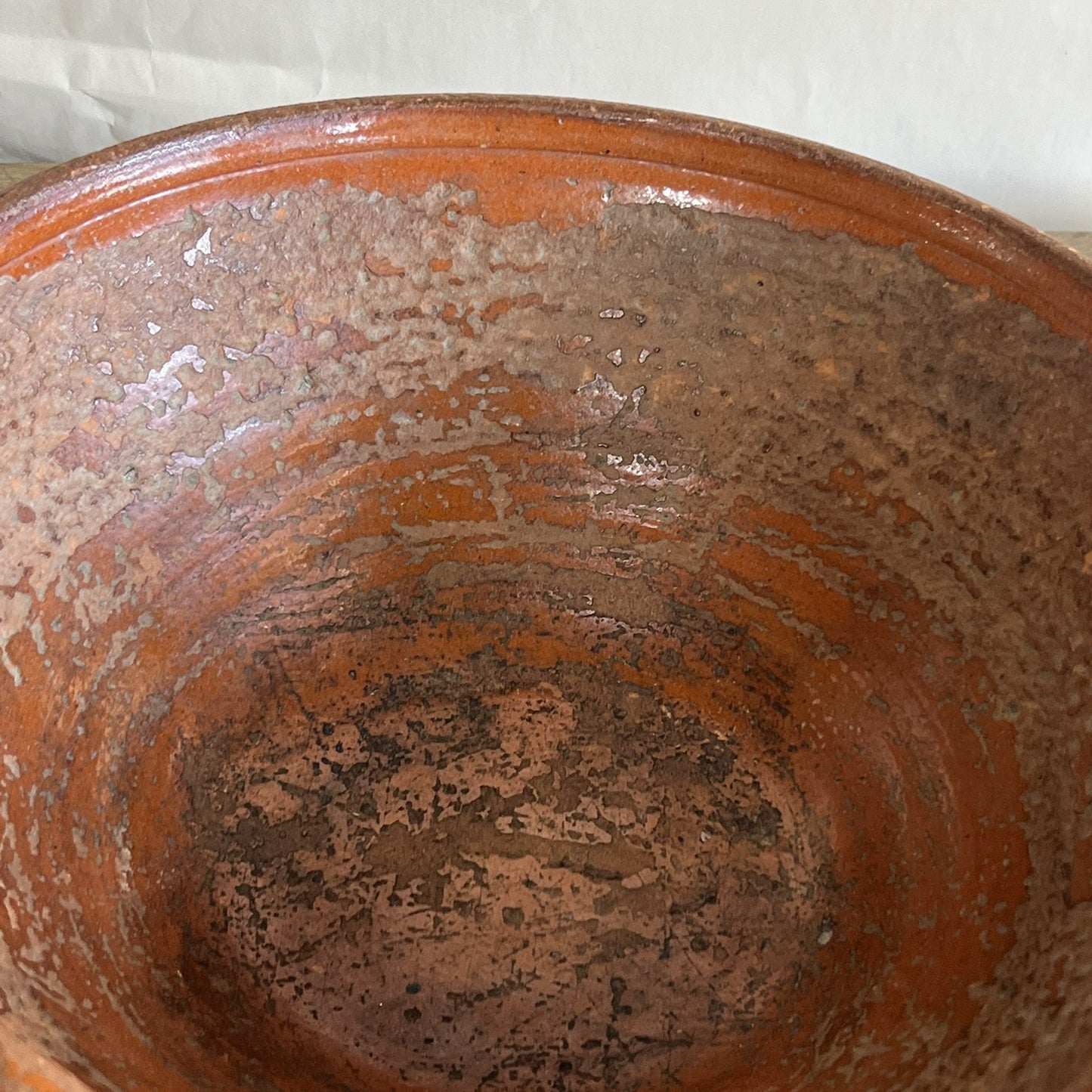 Antique French Terracotta Tian Cream Separating Bowl #398