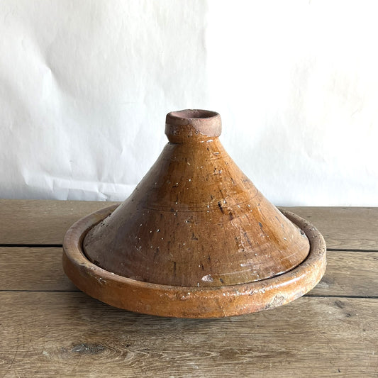 Antique French Terracotta Tandoori-Style Bowl with Lid – Rustic Farmhouse Kitchen Décor #02
